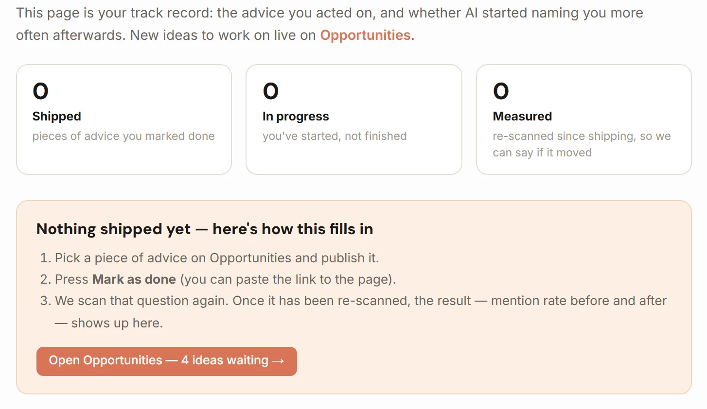 Allbirds' Your results page: nothing shipped yet, and how the before-and-after fills in